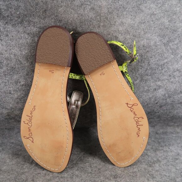 Sam Edelman Shoe Women 5.5 Sandal Fashion Snake Print Neon Gigi Flat Ankle Strap - Picture 10 of 12